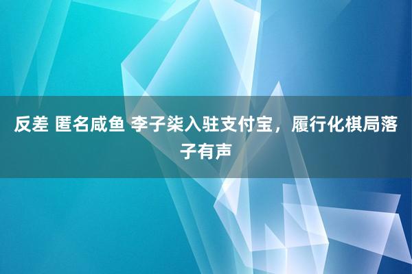 反差 匿名咸鱼 李子柒入驻支付宝，履行化棋局落子有声