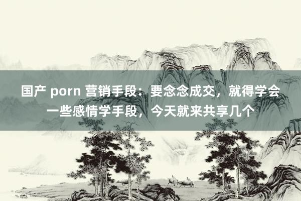 国产 porn 营销手段：要念念成交，就得学会一些感情学手段，今天就来共享几个