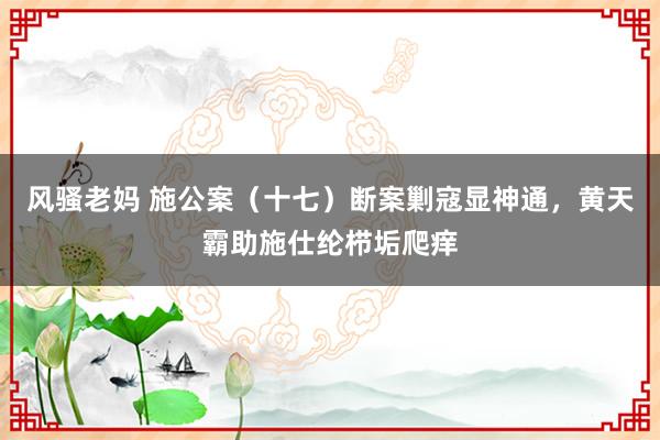 风骚老妈 施公案（十七）断案剿寇显神通，黄天霸助施仕纶栉垢爬痒