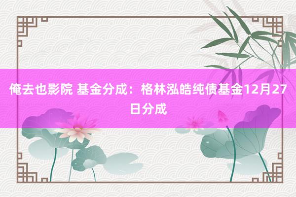 俺去也影院 基金分成：格林泓皓纯债基金12月27日分成