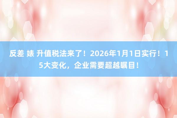 反差 婊 升值税法来了！2026年1月1日实行！15大变化，企业需要超越瞩目！