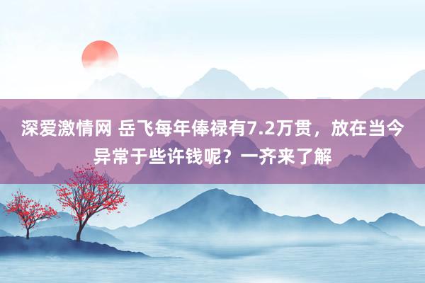 深爱激情网 岳飞每年俸禄有7.2万贯，放在当今异常于些许钱呢？一齐来了解