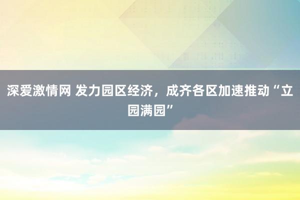 深爱激情网 发力园区经济，成齐各区加速推动“立园满园”