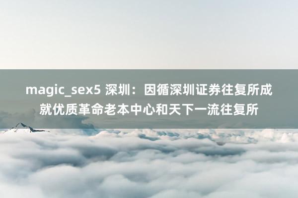 magic_sex5 深圳：因循深圳证券往复所成就优质革命老本中心和天下一流往复所