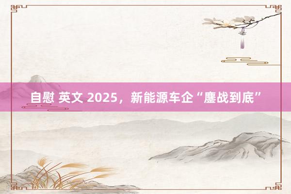 自慰 英文 2025，新能源车企“鏖战到底”