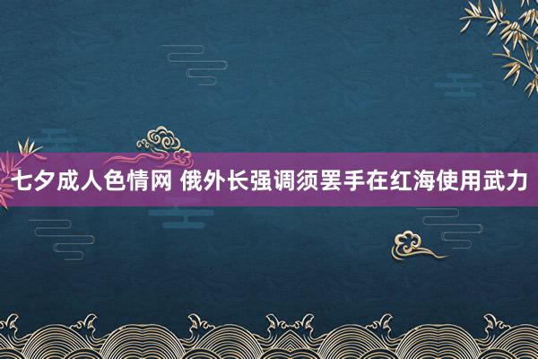 七夕成人色情网 俄外长强调须罢手在红海使用武力