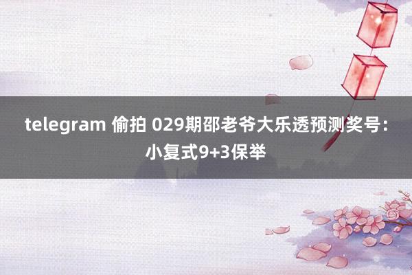 telegram 偷拍 029期邵老爷大乐透预测奖号：小复式9+3保举